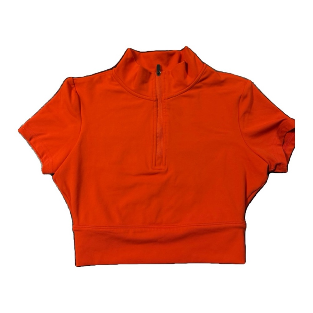 Orange Half-Zip Crop Top